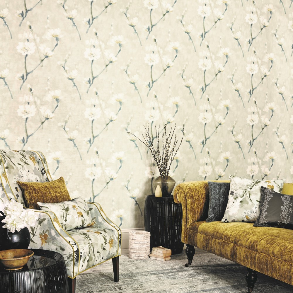 Eleni Floral Wallpaper 213026 by Sanderson in Grey Pearl